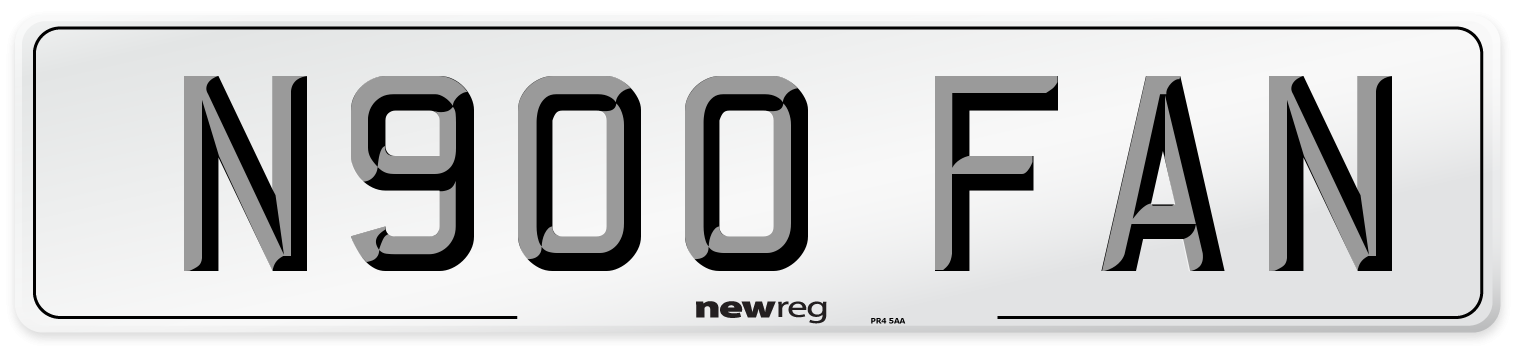 N900 FAN Number Plate from New Reg